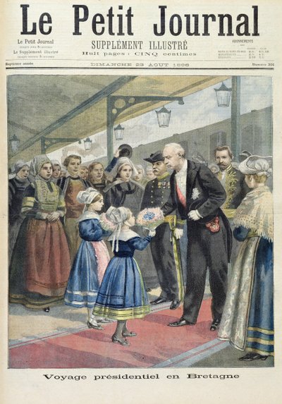 Title page depicting the presidential trip of Felix Faure to Britain, illustration from the illustrated supplement of Le Petit Journal, 23rd August, 1896 by Fortune Louis Meaulle